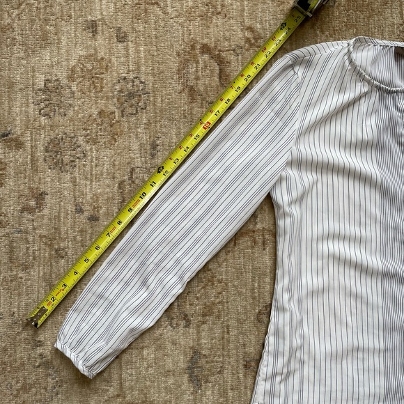 Pretty Striped Poly Flowy Dress shirt, white with black stripes size S - Picture 5 of 11